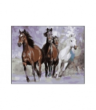 Холст с красками "Рисование по номерам. Дикие лошади", 40x50 см